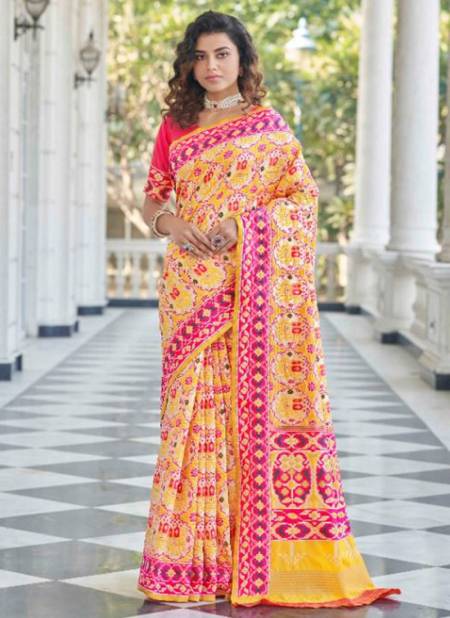 Yellow Colour Patola Vol 5 Shubhvastra New Latest Daily Wear Printed Silk Saree Collection 5342